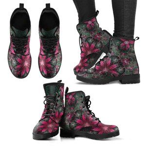 NEW Custom Design Order FRACTAL FLOWER Women's Lace Up Combat Boots Size 6